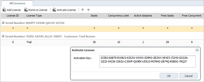 Activate license dialog